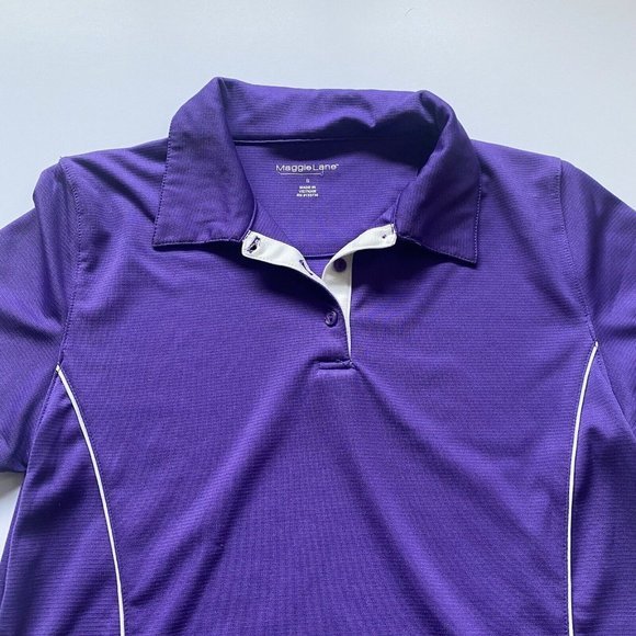 Maggie Lane Golf Polo Shirt Short Sleeve Button Closure Womens Size Small Purple - Picture 3 of 7